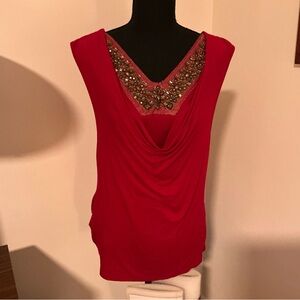 Alfani Embellished Red Sleeveless Top